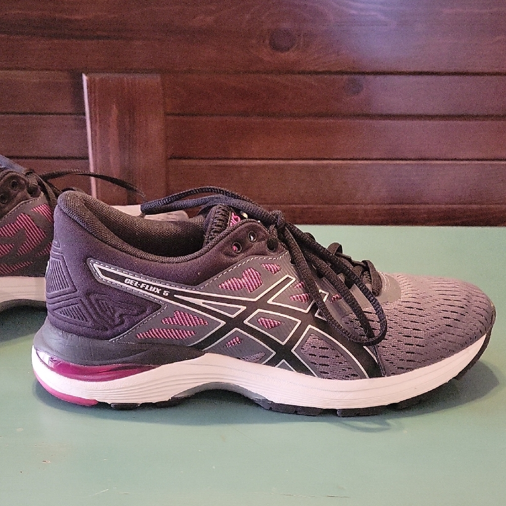 Asics Gray and Pink Athletic Shoes for Running